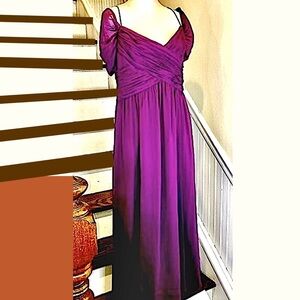 RALPH LAUREN Violet Maxi Dress w Criss Cross Draping Sheer Sleeves & Straps NWT